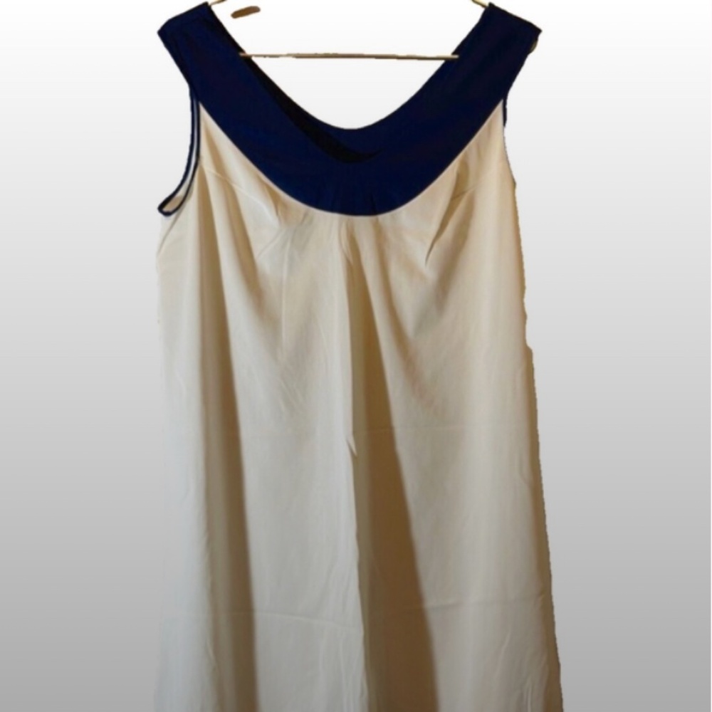 Vintage Hollywood Vassarette Munsingwear Slip Dress Med Blue/Cream Lingerie 70s